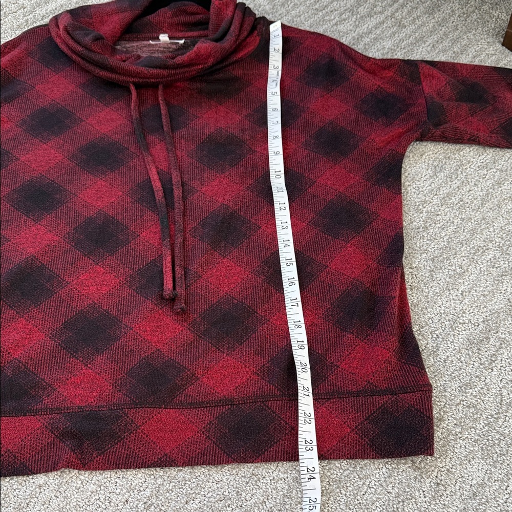 Buffalo Red and Black Plaid Cowl Neck Sweatshirt - Picture 6 of 8